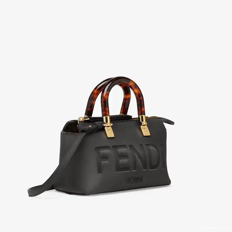 Affordable HOT Mini Boston Way In Fendi ROMA Calf By Black The Logo Leather Bag 0628